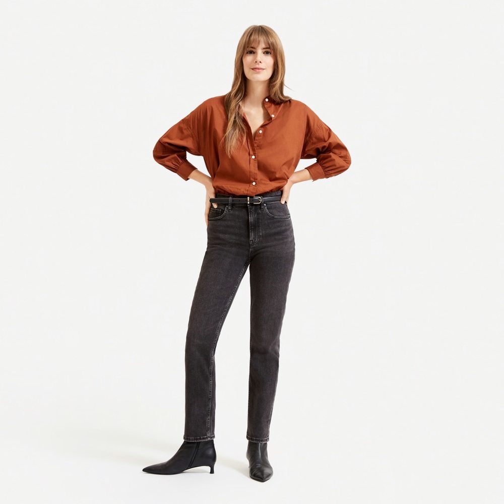 Everlane high rise straight jean in washed black